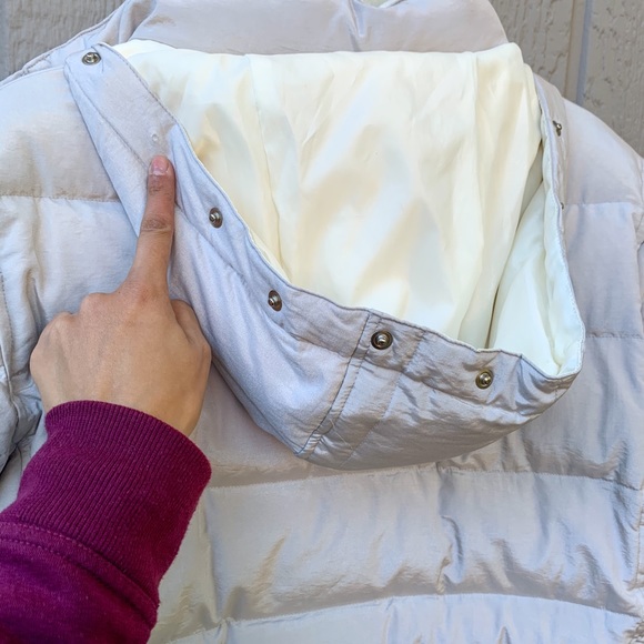 Ralph Lauren white gray insulated winter down snap zip closure puffer jacket - Picture 13 of 16